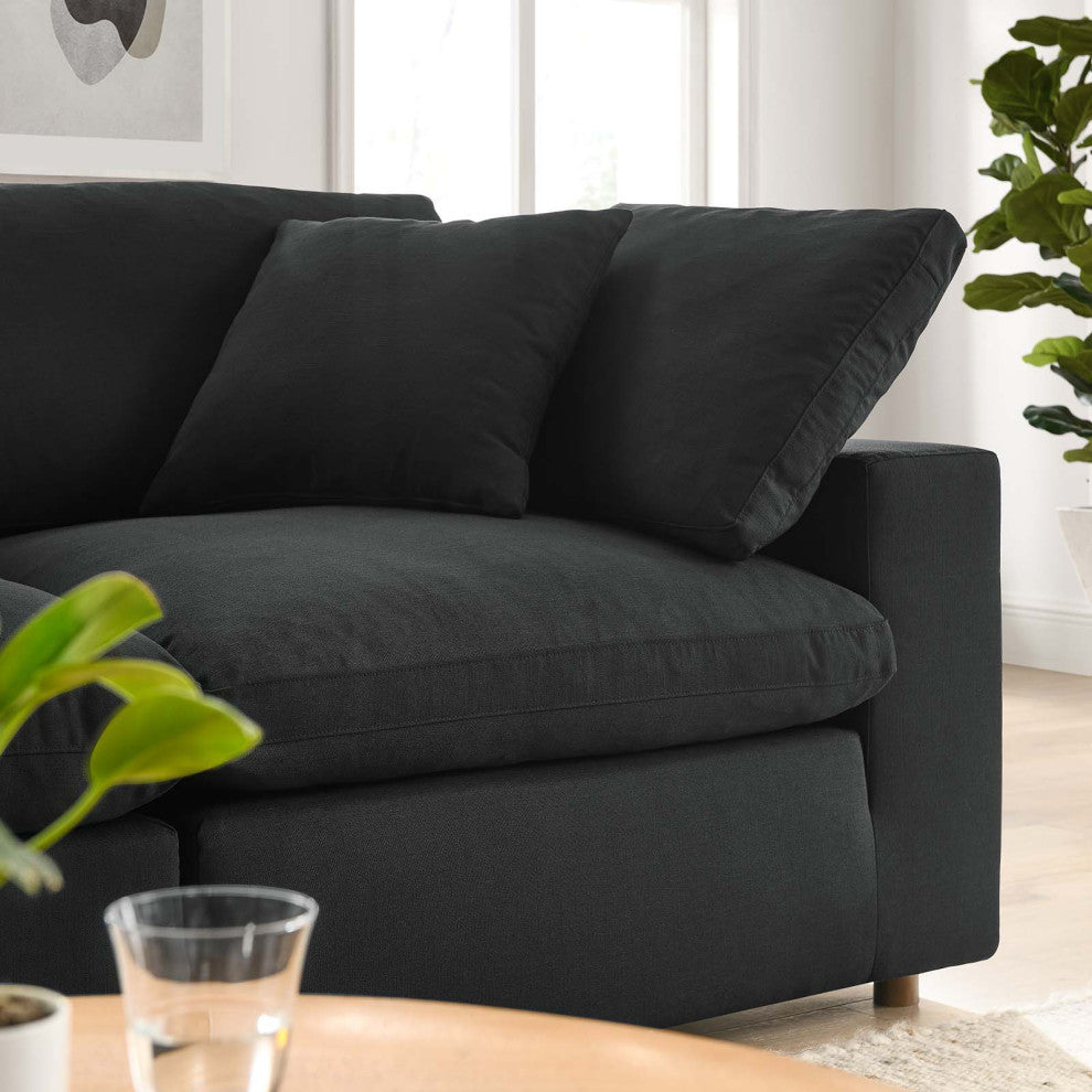 Modular Deep Sofa, Black, Fabric, Modern, Lounge Cafe Hotel Lobby Hospitality