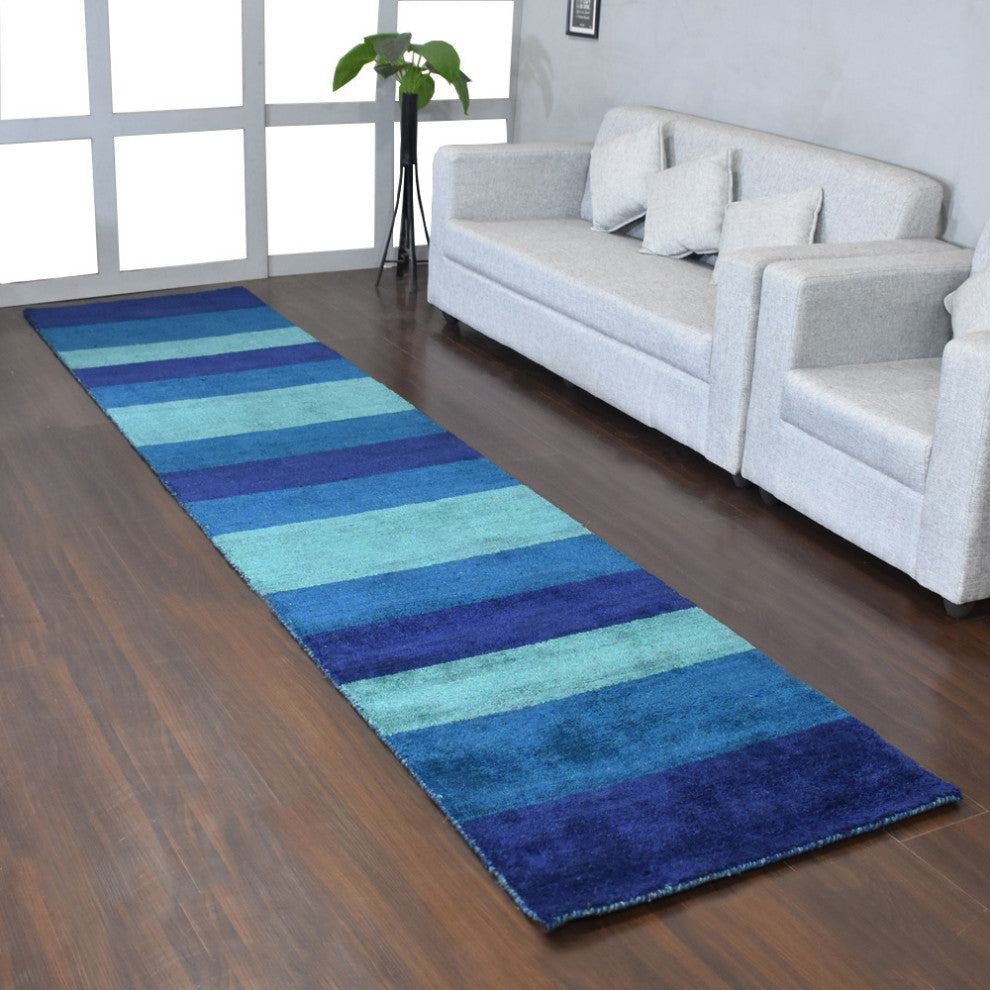HAND KNOTTED LOOM SILK AREA RUGS-2'6''x12',Runner,Multicolor,Contemporary