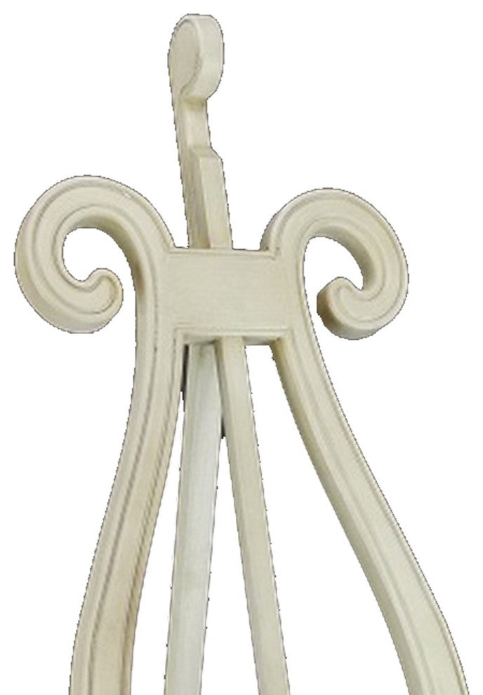 Benzara BM284625 Classic Wood Easel Stand, Carved Details, Hand Painted, Ivory
