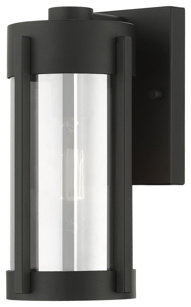 Livex Sheridan 1 Light Black/Brushed Nickel Candles Small Outdoor Wall Lantern