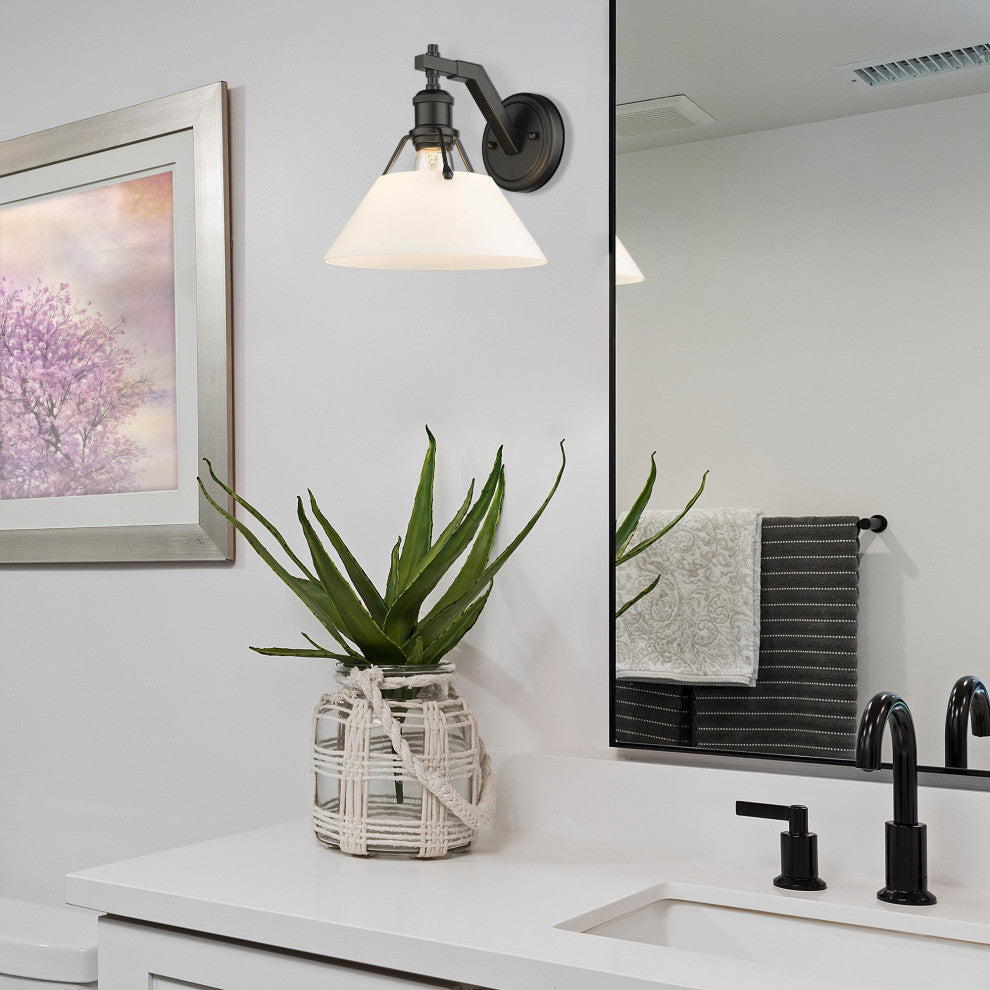 Golden Lighting 3306-1W OP Orwell 10" Tall Bathroom Sconce - Matte Black