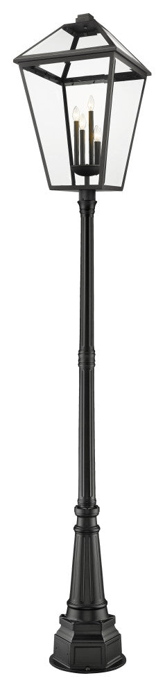 Zlite 579PHXLXR-564P-BK 4-Light Outdoor Post Mounted Fixture, Clear Beveled