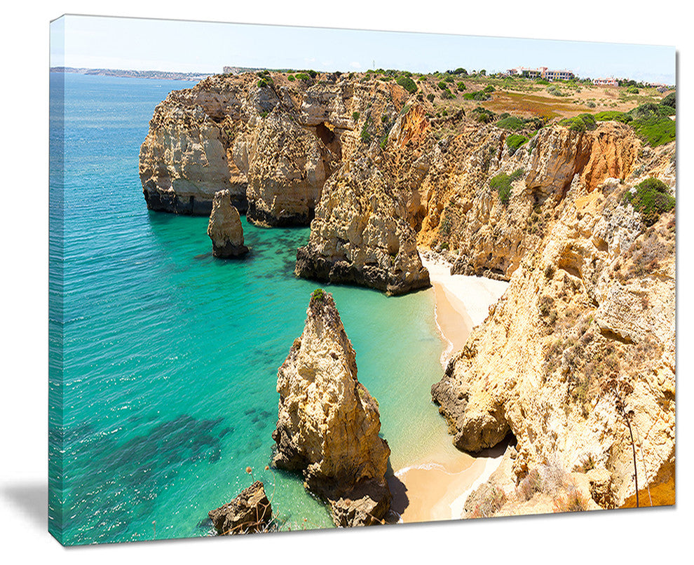 "Rocky and Rough Portugal Bay" Seashore Wall Art, 20"x12"