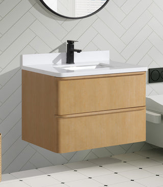 Lucas Bathroom Vanity, Washed Oak, 30", Single Sink, Floating