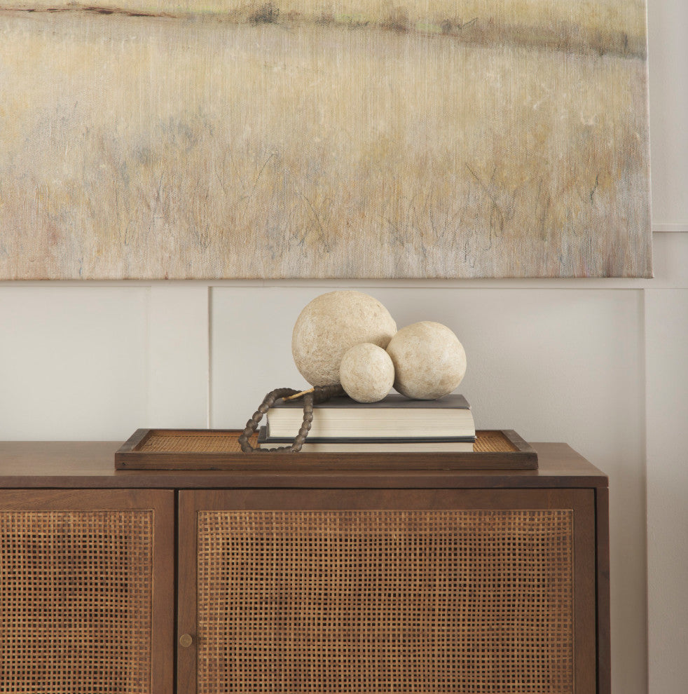 Sunita Set of 3 Beige Paper Mache Orbs