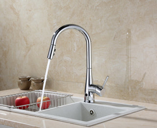 Runfine Hands Free Single-Handle, Pull-Down Sprayer Kitchen Faucet, Chrome
