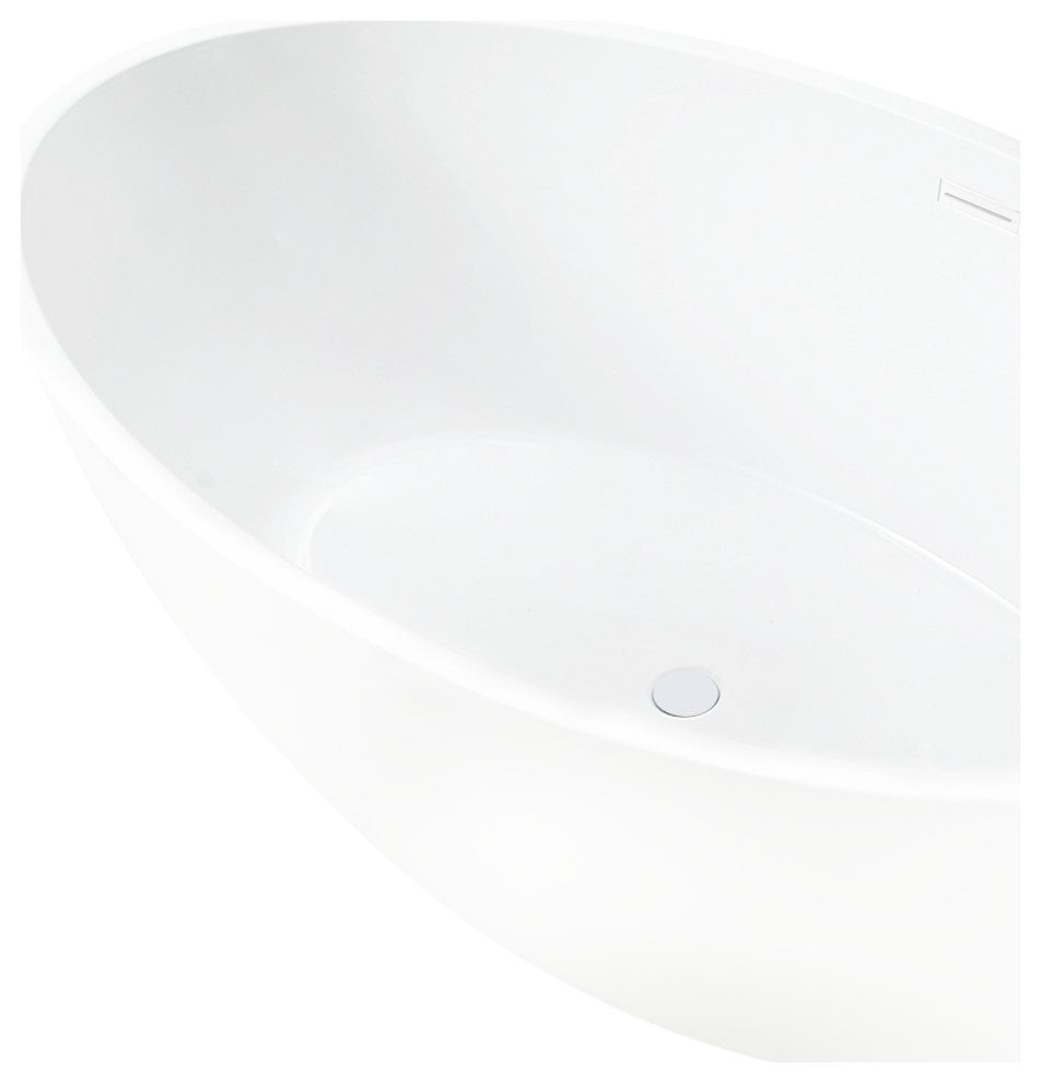 59"x32" Acrylic Freestanding Soaking Bathtub, Pure White