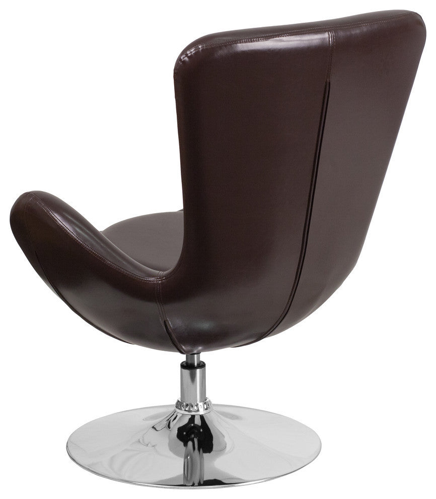 Egg Series Brown LeatherSoft Side Reception Chair
