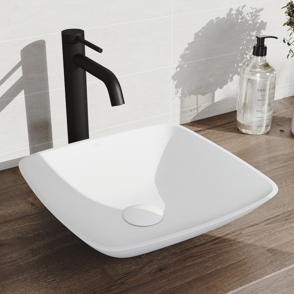 VIGO Lexington 10" H Single Handle Single Hole Bathroom Vessel Faucet, Matte Black