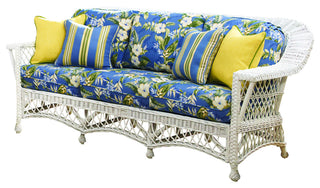 Bar Harbor Sofa, White, Cream Fabric