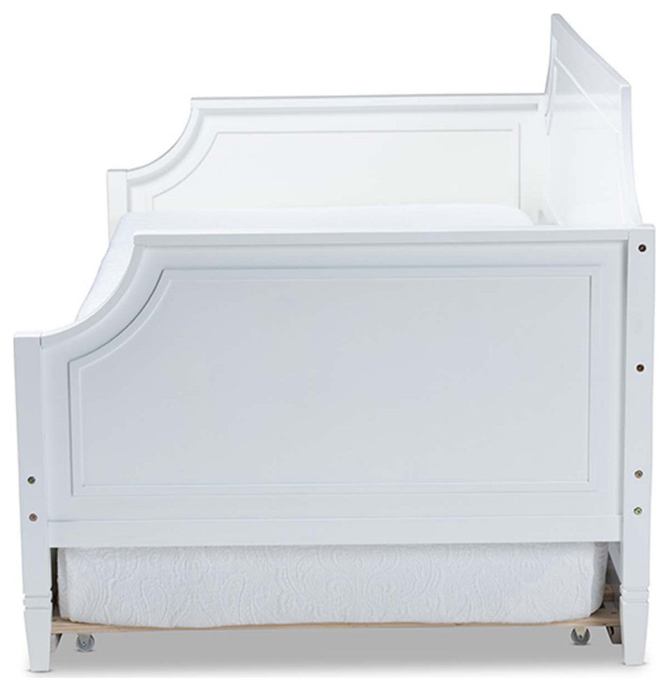Brady Wood Twin Size Daybed, White and With Trundle