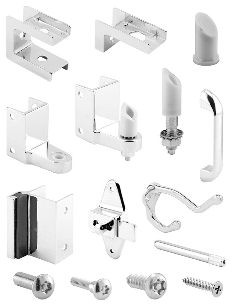 Out-Swinging Door pack, 1" Door, 1-1/4" Post, Zamak, Chrome Plated Kit