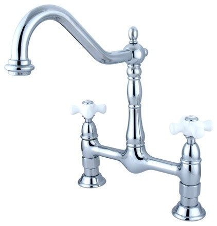 Kingston Brass Bridge Kitchen Faucet, Polished Chrome
