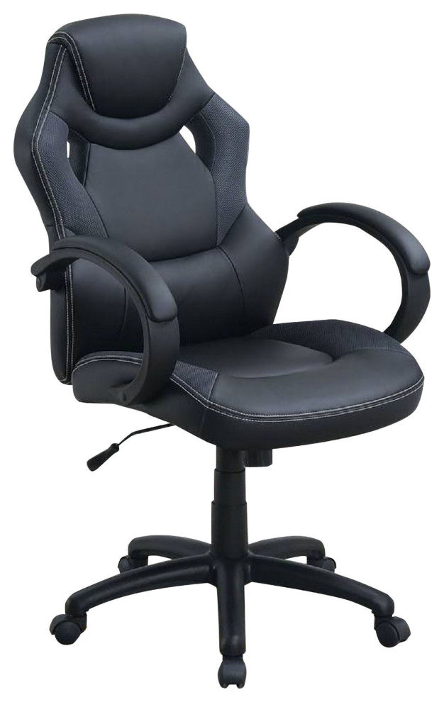 Office Chair with Curved Cut Out Padded Back, Black