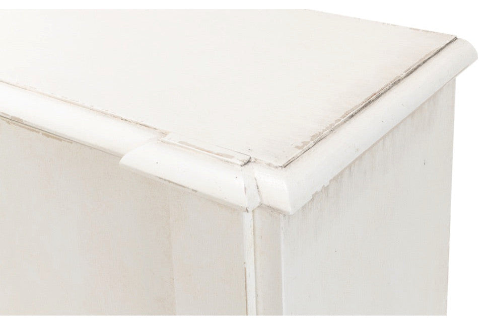 Crested Wall Cabinet Antiqued White Sideboard