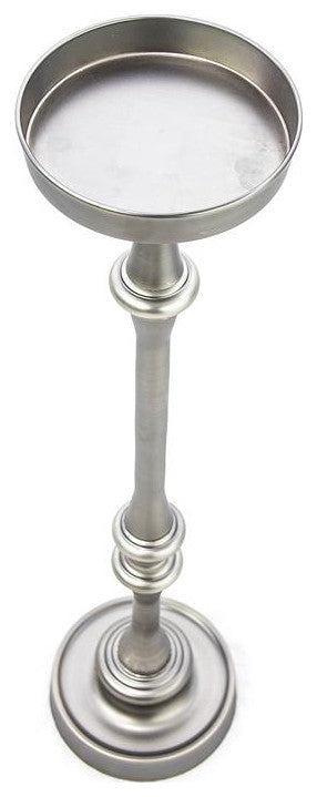 New Ridge Home Goods Martini Side Table, Brushed Silver Finish