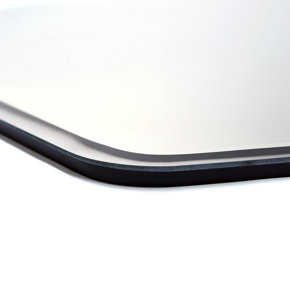 Frameless Beveled Hexagonal Black Matte Finished Wall Mirror