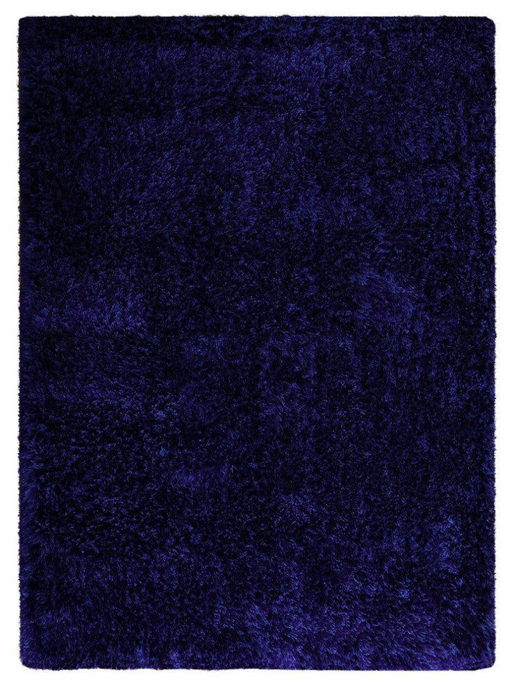 HAND TUFTED SHAG POLYESTER ECO-FRIENDLY AREA RUGS -  Blue Color, Solid Design