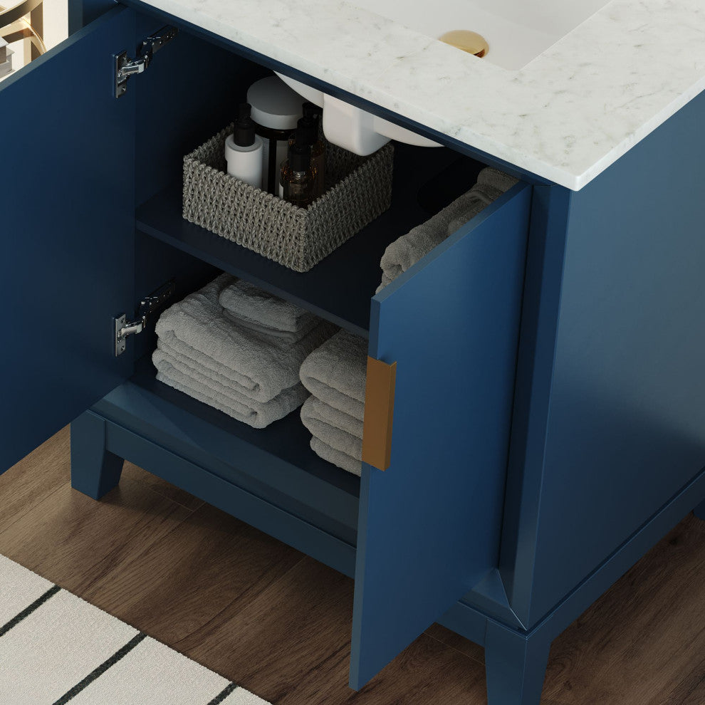 The Ezra Bathroom Vanity, Monarch Blue, 30", Single Sink, Freestanding