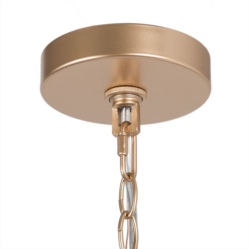Modern Gold Frame Chandelier, Cream Drum Chandelier 4 Light