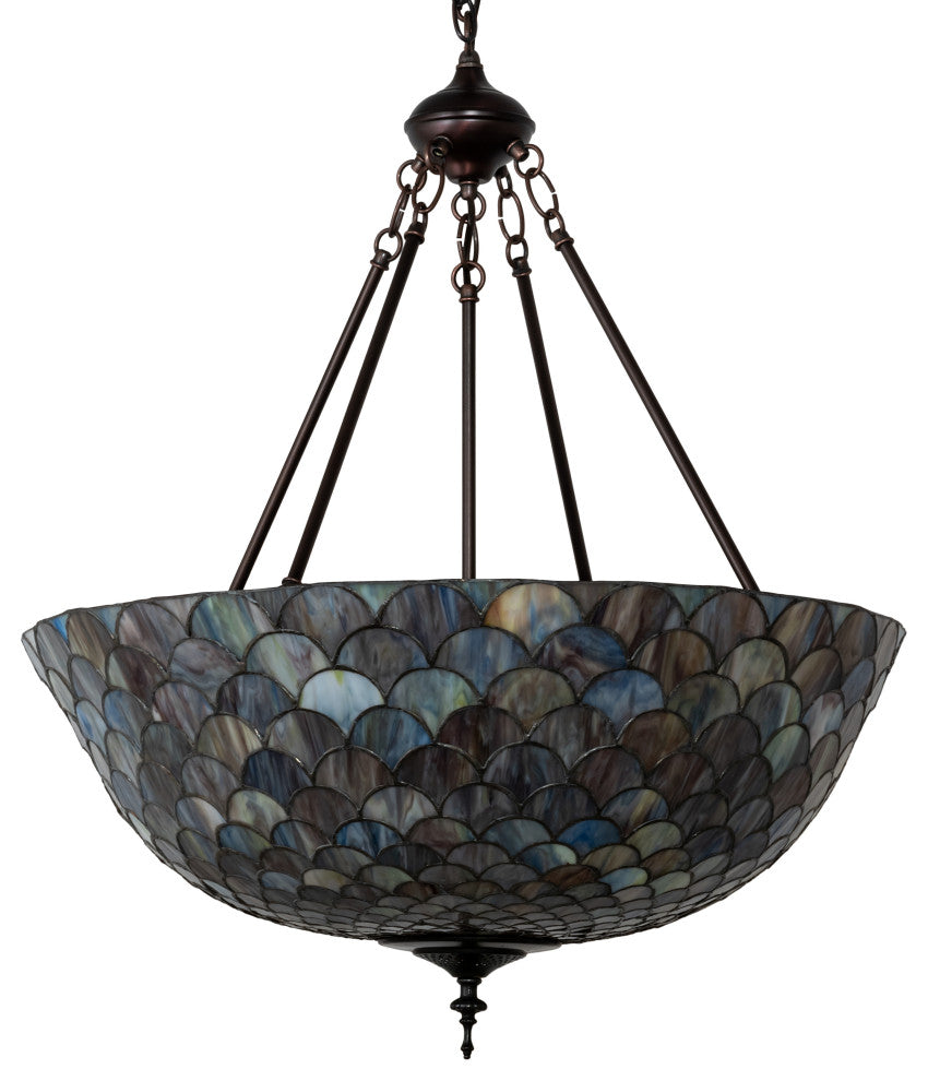 Meyda Lighting 230828 24" Wide Tiffany Fishscale Inverted Pendant