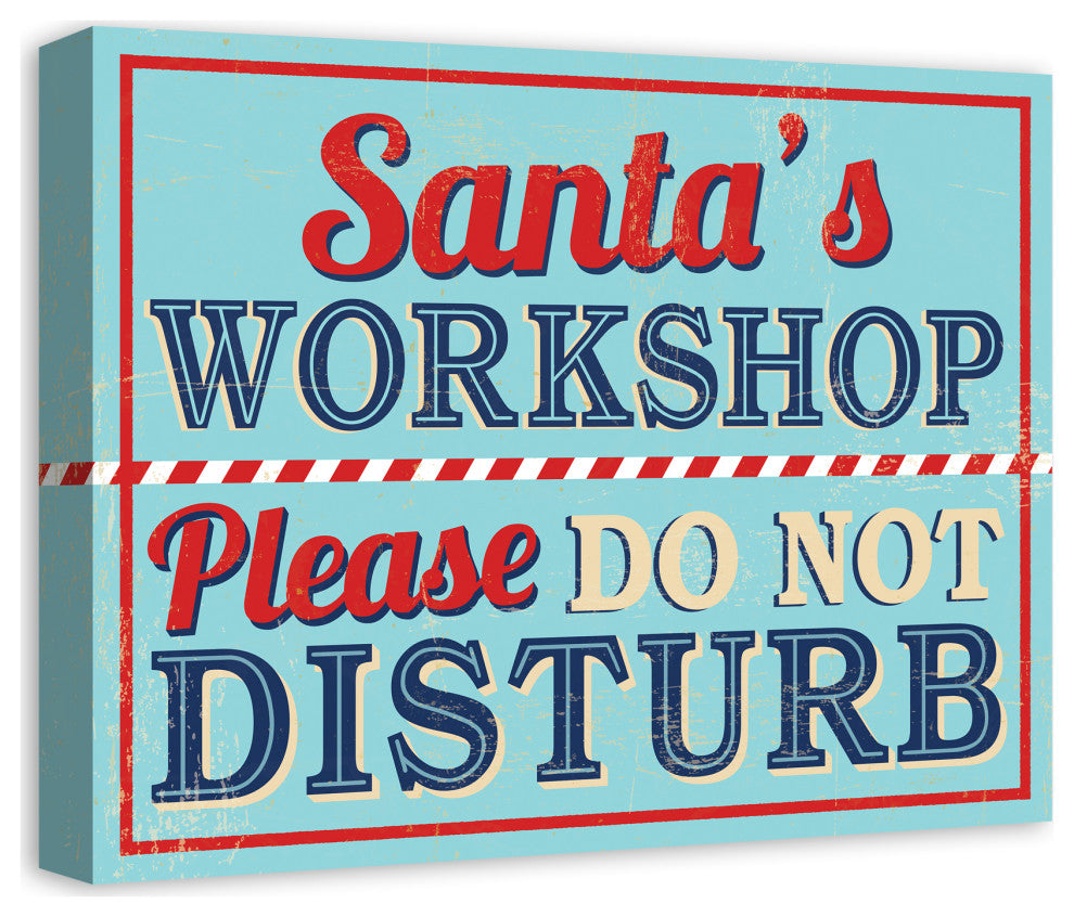 Midcentury Modern Santa's Workshop 16x20 Canvas Wall Art
