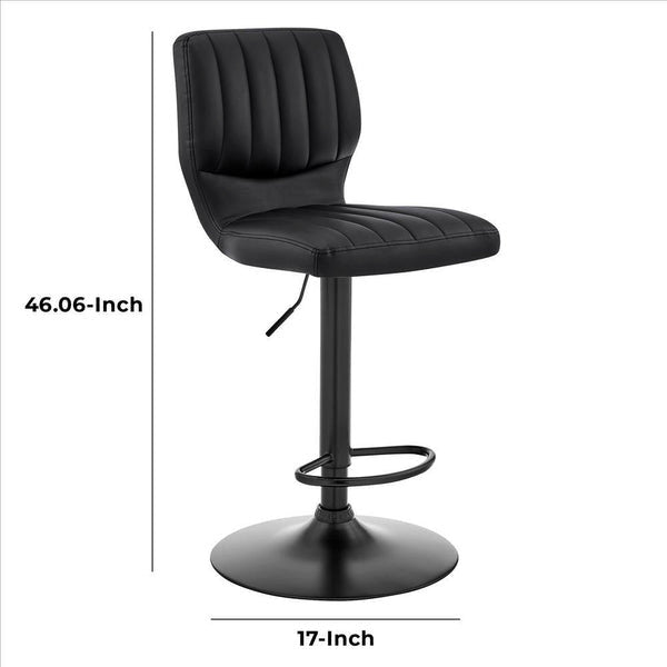 Benzara BM240739 21" Metal and Leatherette Swivel Bar Stool, Black
