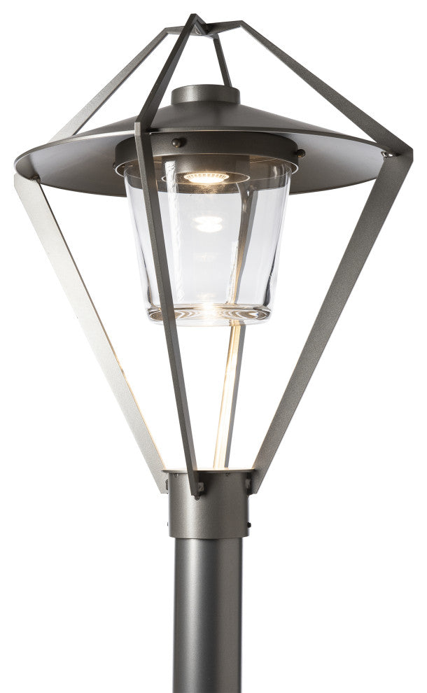 Stellar Post Light, Coastal Burnished Steel Finish, Clear Glass