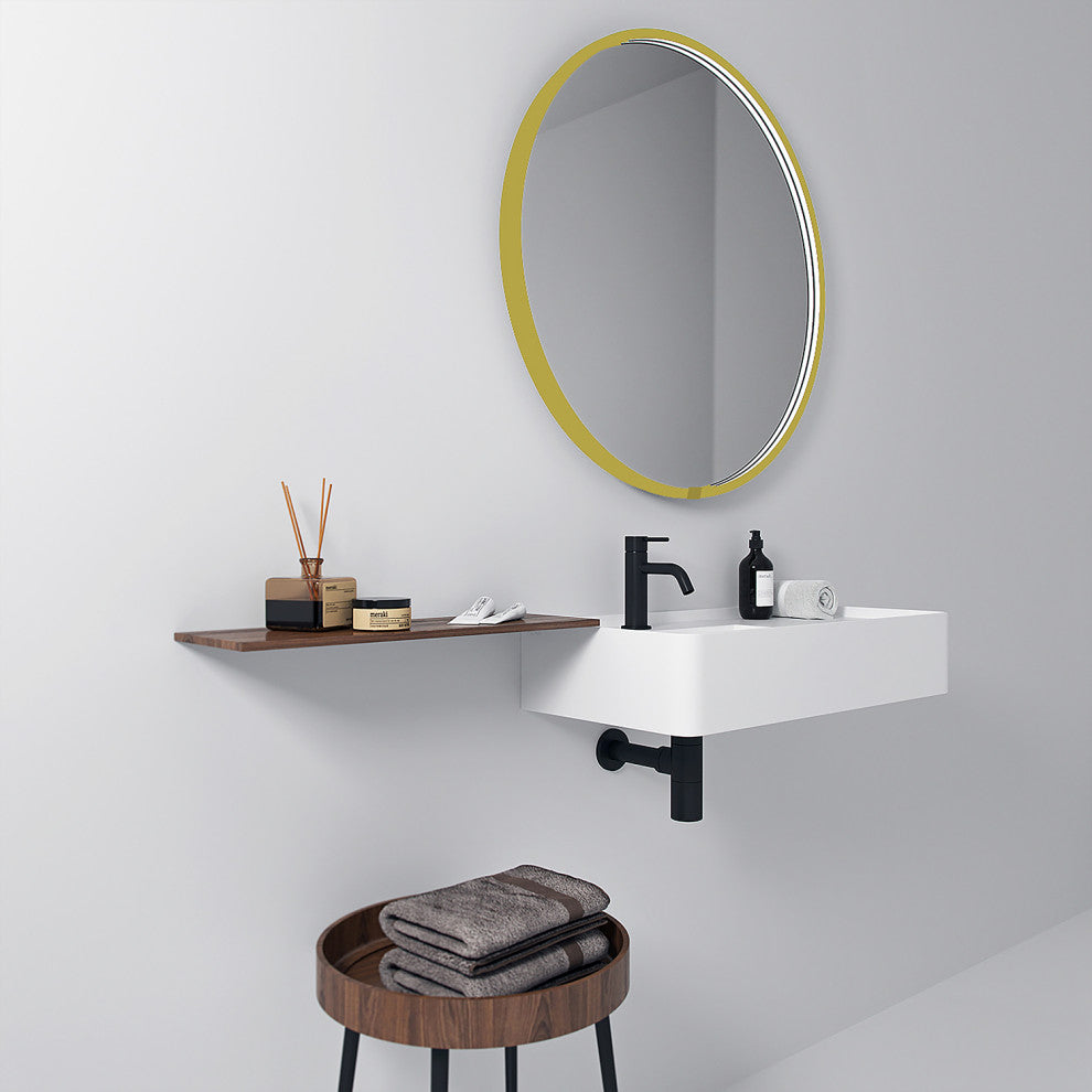 Solstice Round Wall LED Mirror, Gold