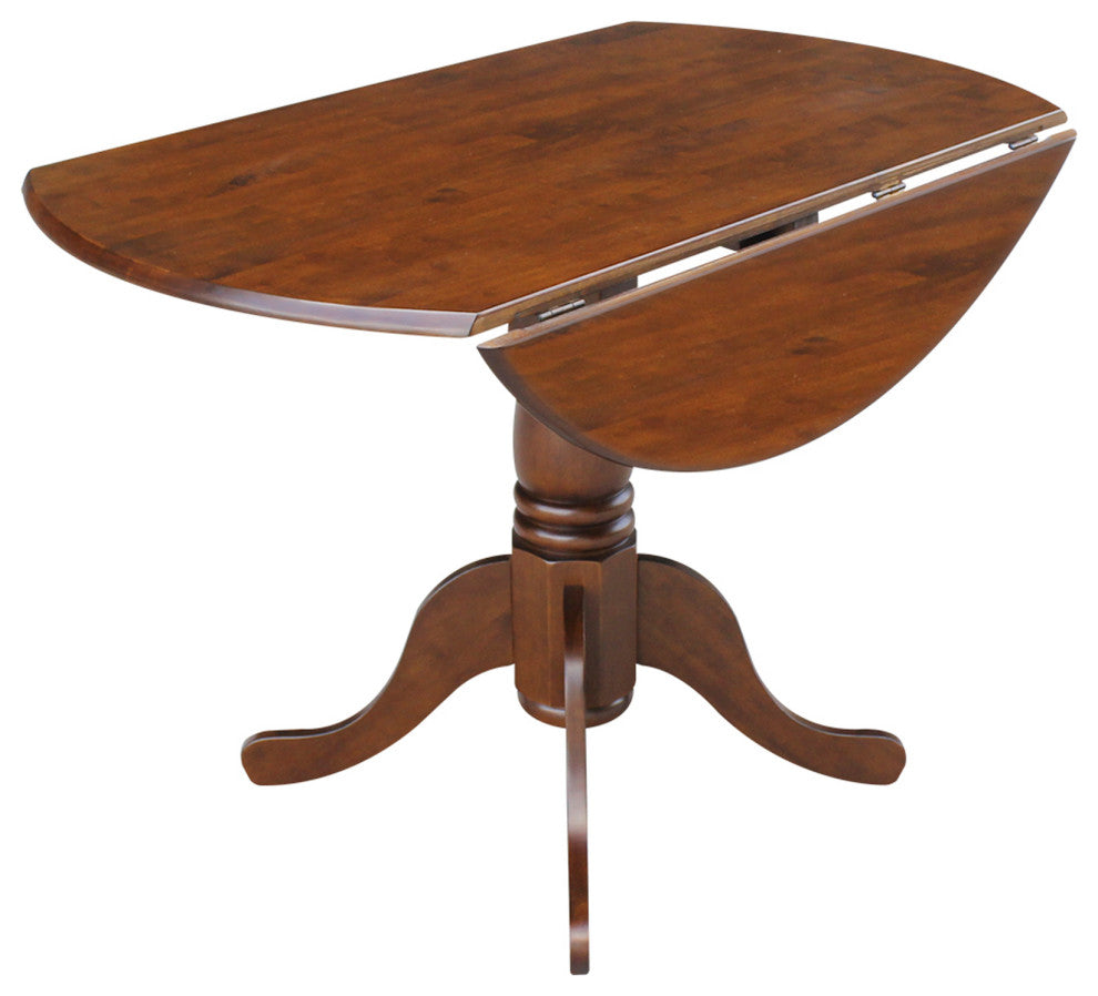 42" Round Dual Drop Leaf Pedestal Table, Espresso