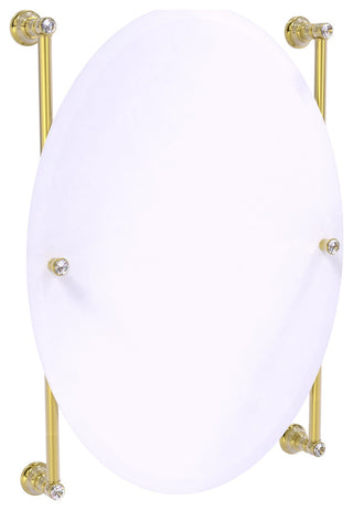 Carolina Crystal Oval Frameless Rail Mounted Mirror, Unlacquered Brass