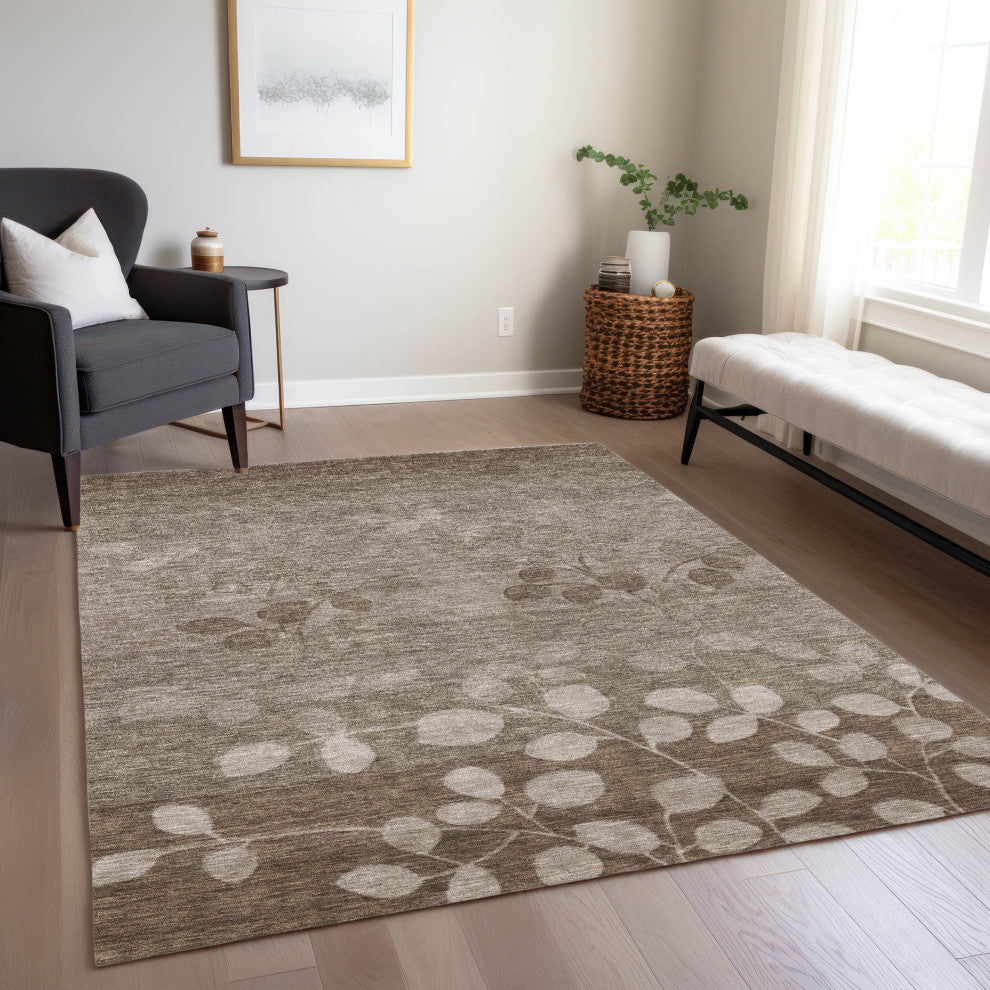 Machine Washable Indoor/Outdoor Chantille ACN1900 Taupe 5' x 7'6" Rug