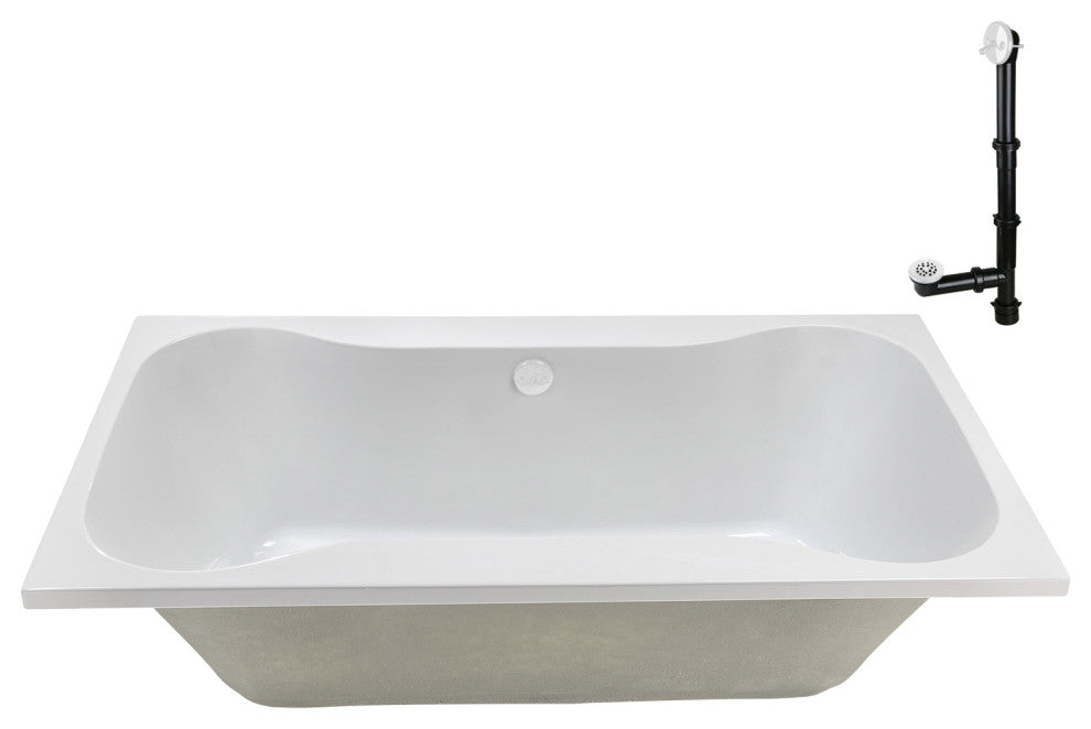 Streamline 72 in. x 36 in. Acrylic Drop-In Bathtub, Glossy White