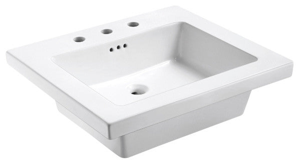 Eclipse 25"x22" Ceramic Vanity Top, White With 8" Widespread Drilling