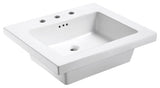 Eclipse 25"x22" Ceramic Vanity Top, White With 8" Widespread Drilling