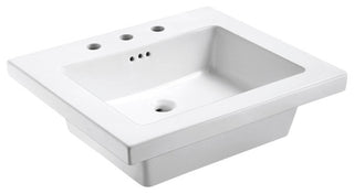 Eclipse 25"x22" Ceramic Vanity Top, White With 8" Widespread Drilling
