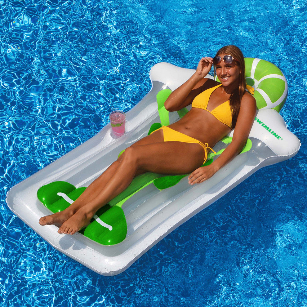 Inflatable Green and White Novelty Margarita Swimming Pool Floating Raft 10"