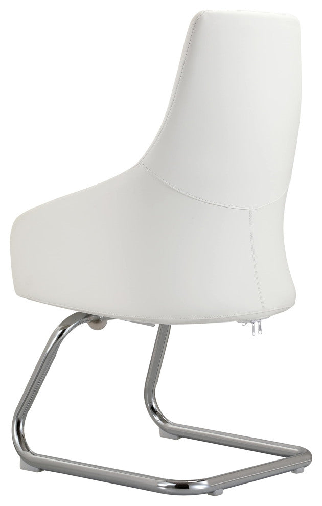 LeisureMod Celeste Leather Conference Office Chair With and Armrest, White