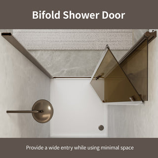 ExBrite Frameless Bifold Shower Door, Brown Glass, 36"x72"