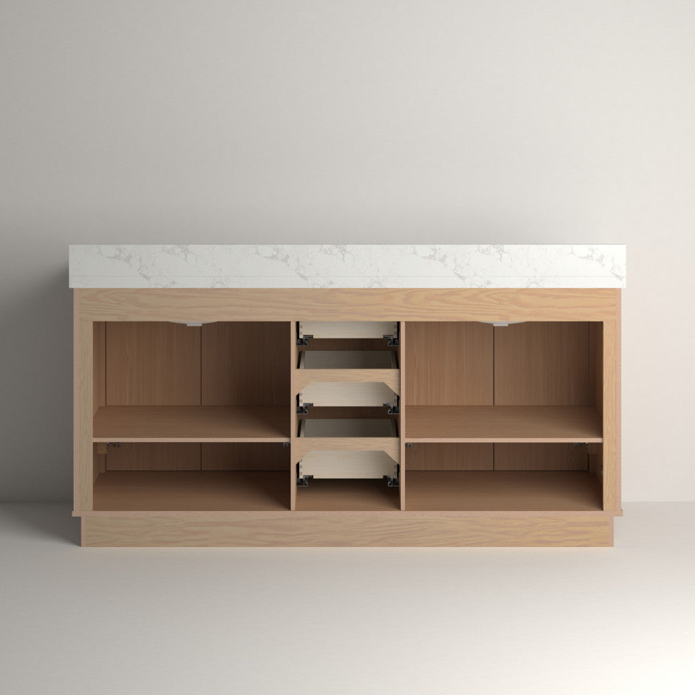 Kathryn Bathroom Vanity, Light Oak, 72", Double Sink, Freestanding