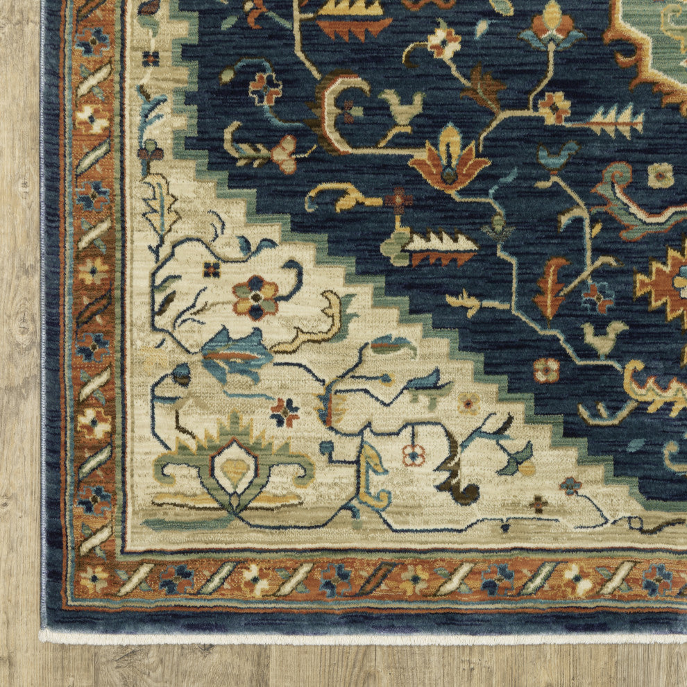 Fabienne Medallion Indoor Area Rug, Blue, 2'3"x7'6"