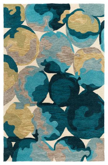 Surya Rivera RVR-1004 6'x9' Rug, Aqua/Green/Teal/Wheat/Lime/Olive/Gray/Camel