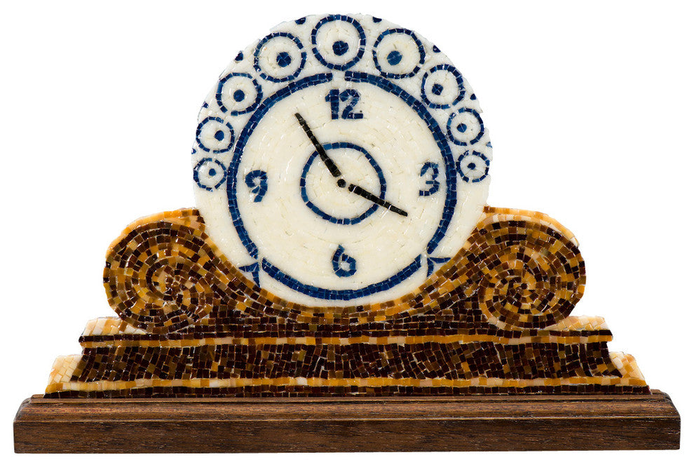 Deco Mantel Clock Stained Glass Mosaic