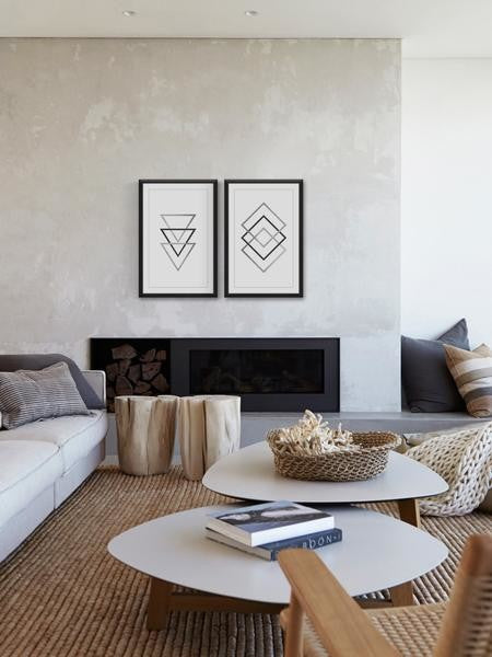 "Three on Three" Framed Painting Diptych, 24"x18"