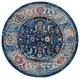 Alessana Cochise Bordered Area Rug, Blue, 6'7"x6'7" Round