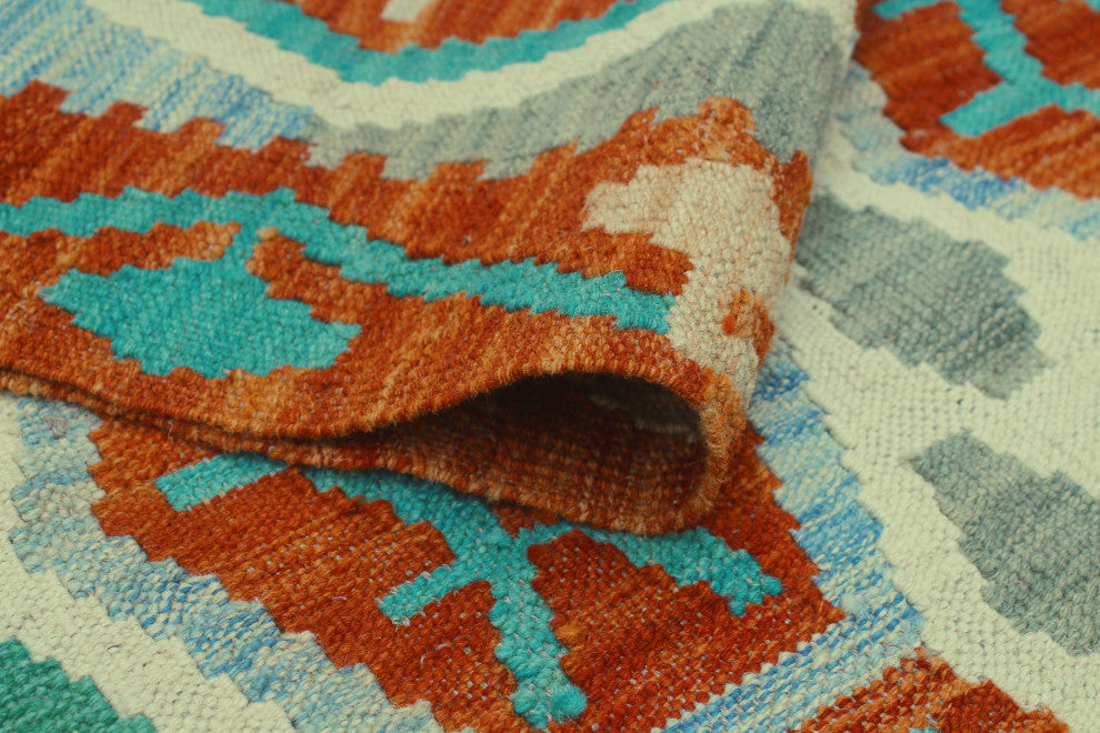 Sangat Kilim Ansley Rust/Green Runner, 2'9x8'9