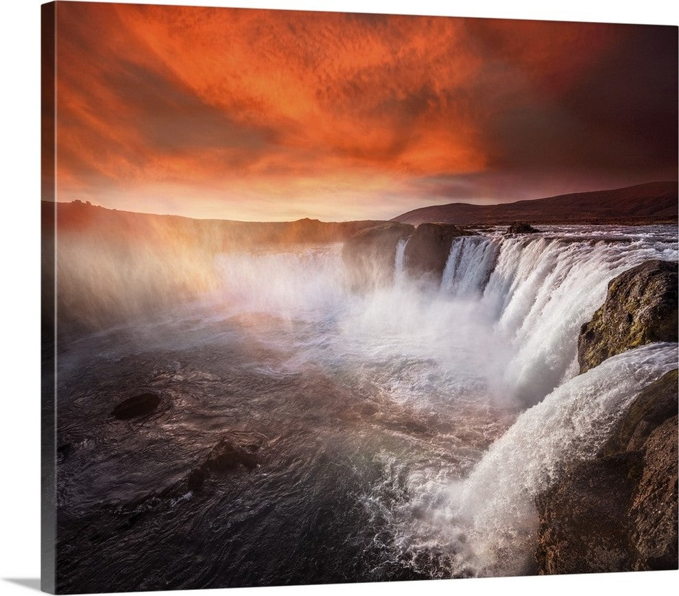 "Godafoss Deep Red" Wrapped Canvas Art Print, 40"x34"x1.5"