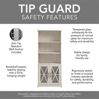 Bowery Hill 5-Shelf Engineered Wood Bookcase in Linen White Oak (Set of 2)