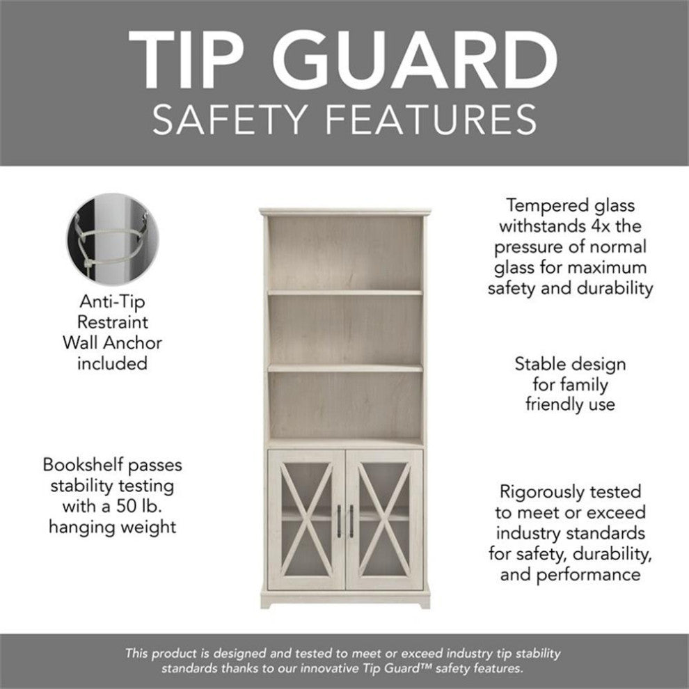 Bowery Hill 5-Shelf Engineered Wood Bookcase in Linen White Oak (Set of 2)