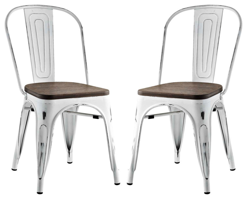 Modern White Promenade Dining Side Chair Set of 2